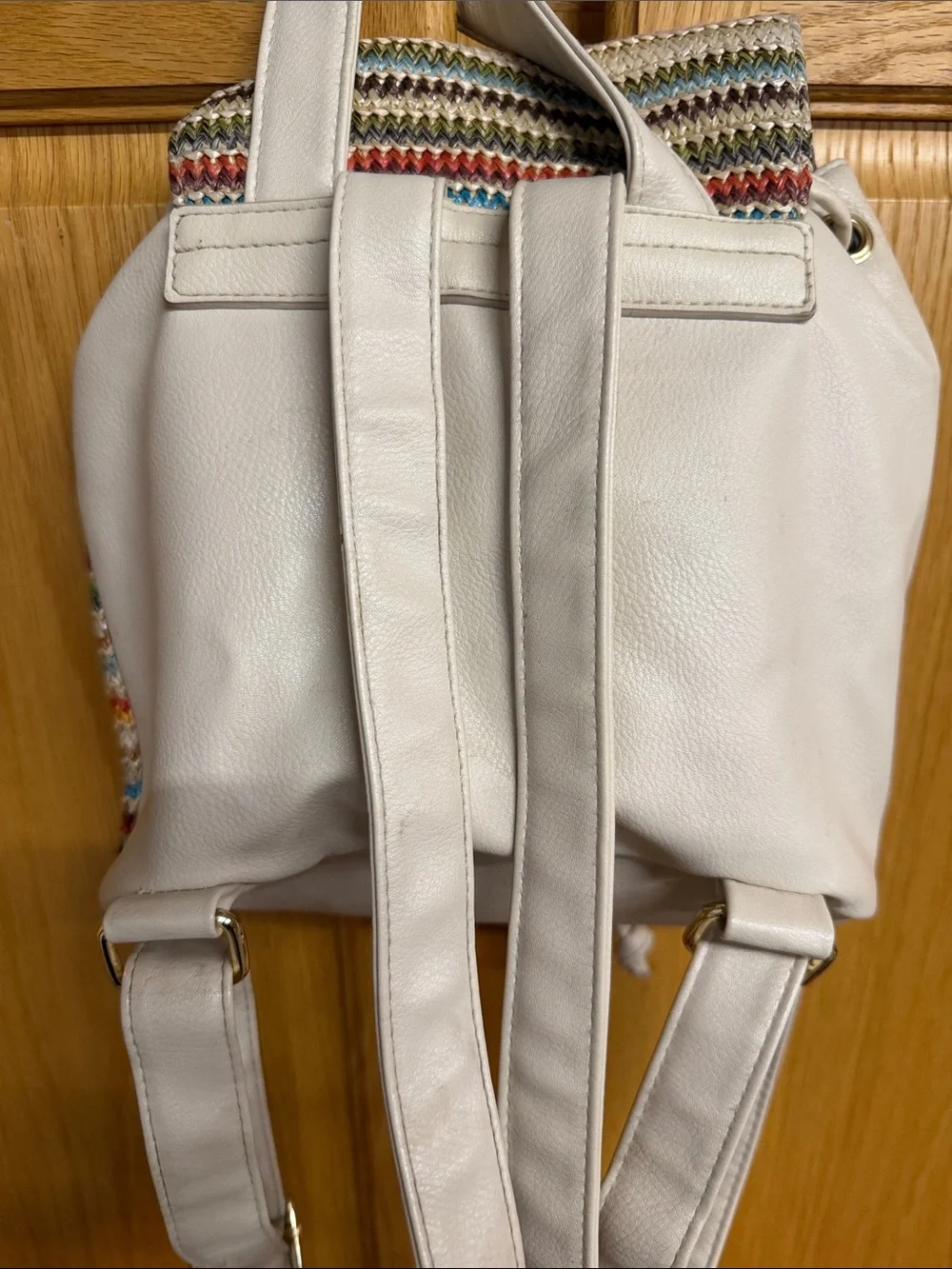 wild fable Multicolor Striped Woven Mini Backpack with Cream Trim
